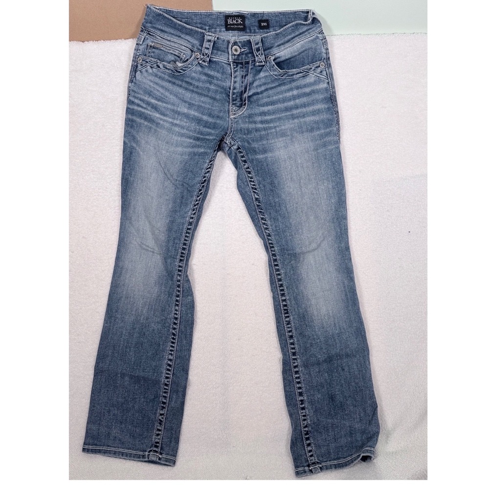 Buckle Black Fit No 3 Bootleg Jeans Womens 29S Medium Wash Embroidered BBLA3029S